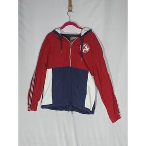 Mitchell & Ness Boston Red Sox MLB 1/2 Zip‎ Hooded Women's Windbreaker Jacket Sm